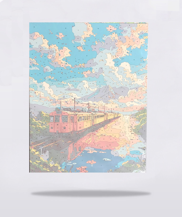 خرید نقاشی شمارهدار سایز ۳۰ در ۴۰ طرح قطار و منظره بی نظیر