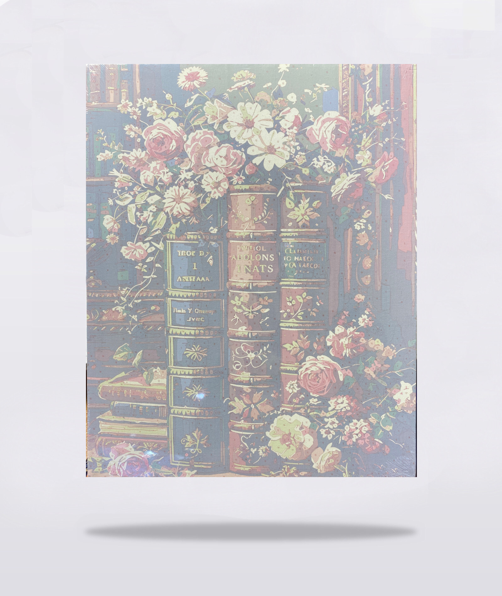 نقاشی شماره دار ۴۰ در ۵۰ بومی طرح کتاب و گل های رنگی